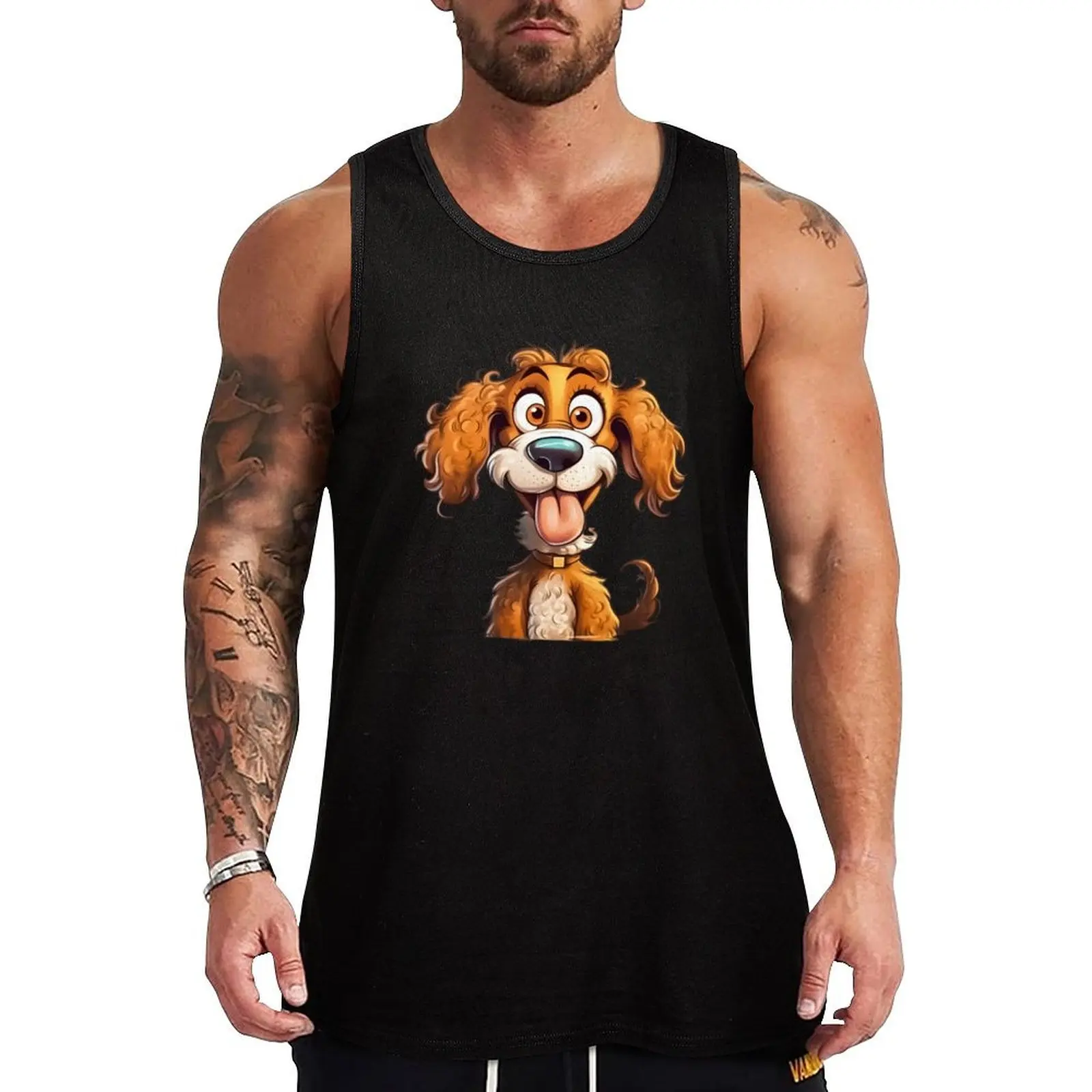 Funny and Cute Dog Mutt Tank Top gym top Man gym clothes sleeveless t-shirts for men t-shirt for men