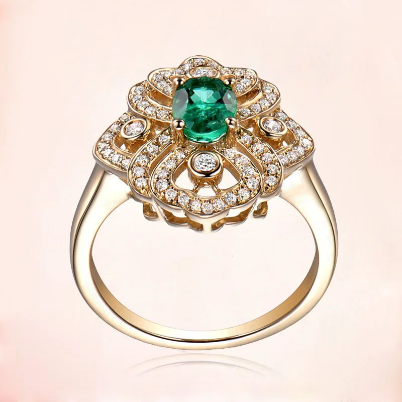 Stylish Women S925 Sterling Silver Rose Ring Emerald Inlaid Rose Gold Plated 925 Silver Jewelry Ideal For Special Occasions