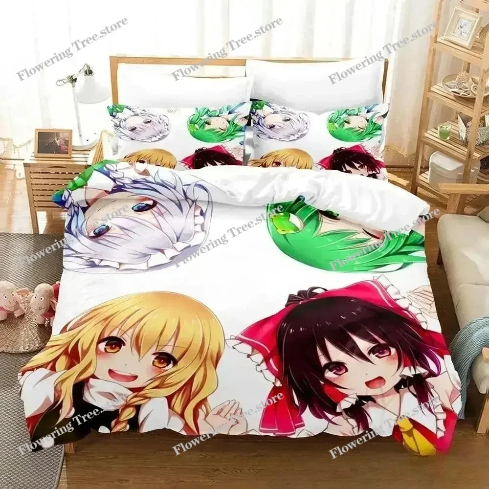 3D Print Anime Touhou Project Bedding Set Duvet Cover Bed Set Quilt Cover Pillowcase Comforter king Queen Size Boys Adult A