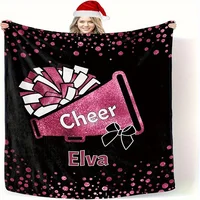 1pc Custom Cheerleader Blanket with Personalized Name, Perfect Gift for Mom, Wife, Girlfriend, Team, Mixed Colors, All-Season