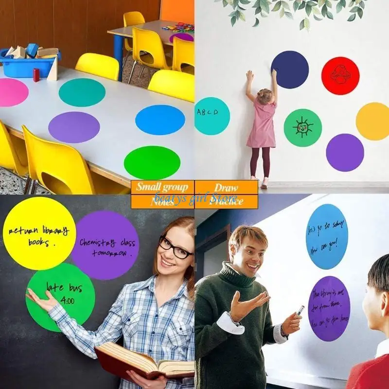 12pçs pontos apagáveis ​​coloridos, círculos apagáveis ​​para uso sala aula, escritório casa, placa mensagem durável
