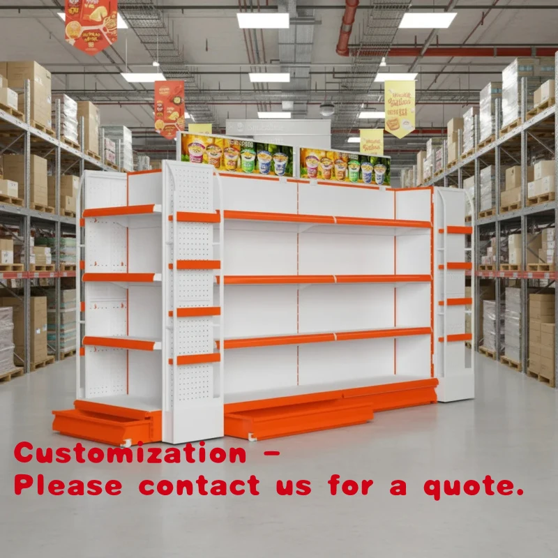 

Customize.Hongye Modern Hot Sale White Heavy Duty Double Side Metal Supermarket Shelves Gondola Grocery Store Retail Shoppin