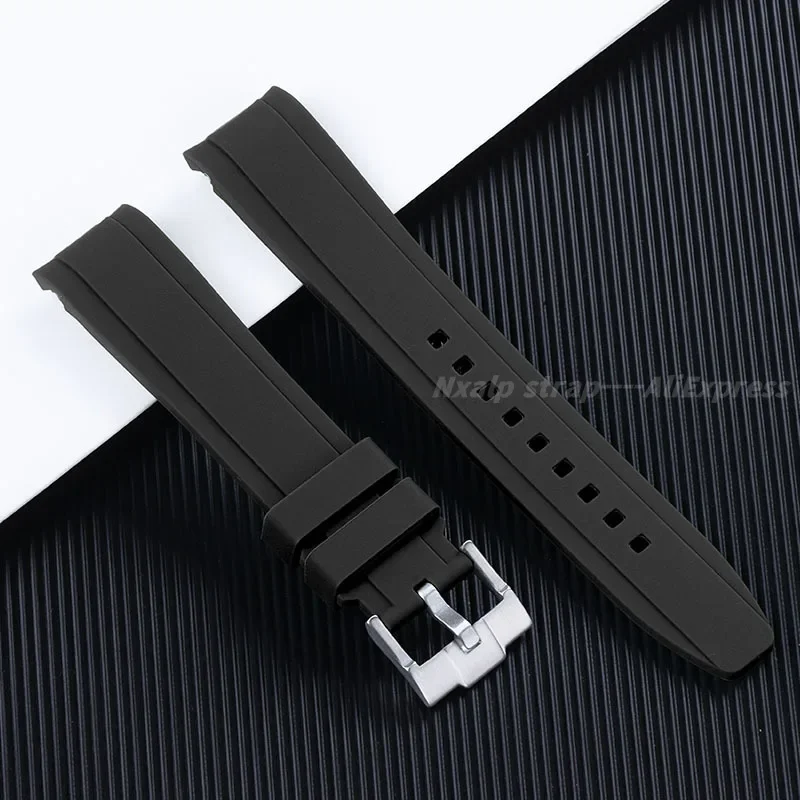 Silicone Watch Band 20mm 22mm for Omega for Moonswatch Curved End Strap Women Men Sport Bracelet for Seiko for Citize Wristband