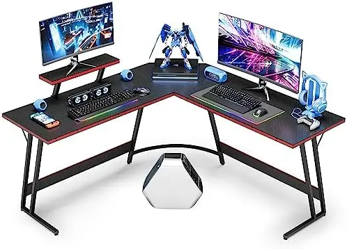 

L Shaped Gaming Desk, 51 Inch Pc Corner Table, Computer Corner Desk with Monitor Stand for Home Office Sturdy Writing Workstatio