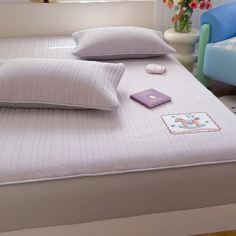 3pcs Cooling Mattress Cover with Embroidery Comfortable Bed Mattress Pad cubre colchón Queen/King Size Summer Mattress Protector