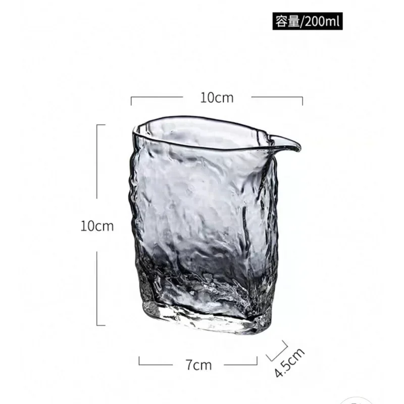 200ml Handmade Square Hammer Pattern Glass Tea Pitcher Fair Mug Heat-resistant Tea-separating Chahai Justice Cup Tea Set