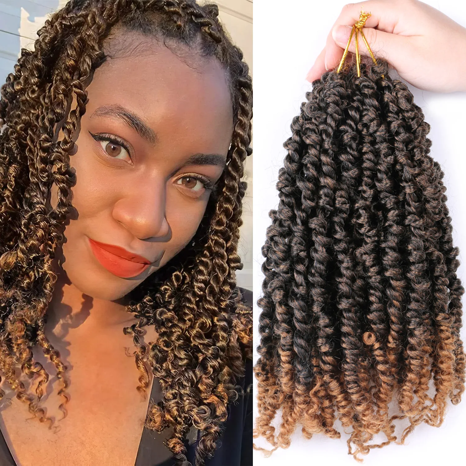 Волосы Passion Twist, предварительно скрученные волосы Ombre Passion Twist, вязанные крючком, 8 упаковок, предварительно закрученные волосы Passion Twist для женщин, девочек и детей