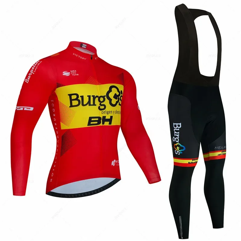 BH España equipo Primavera/otoño Conjunto de Jersey de Ciclismo de manga larga Ropa de bicicleta MTB Jersey de bicicleta pantalones con pechera Kit Ropa Ciclismo Culotte