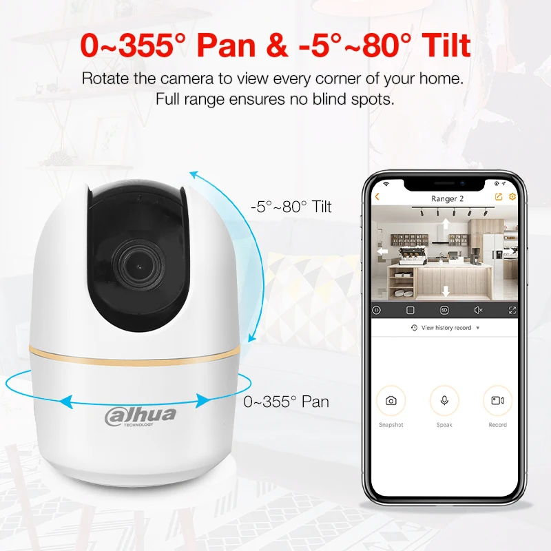 Dahua H4A 4MP Indoor WiFi Camera 360 View CCTV Smart 2K Security Two-way Talk Auto Tracking Human Detection Replace Imou Ranger