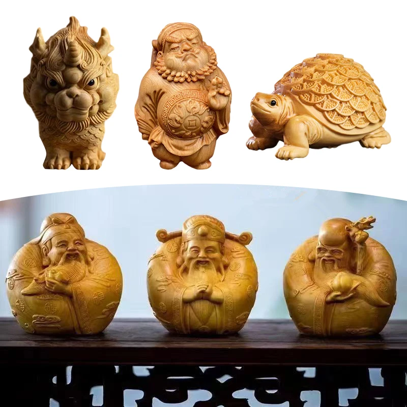 

Wood Carving Crafts Ornament Restaurant Desktop Home Decoration Tortoise China God Beast Mascot Buddha Statue Office Ornaments