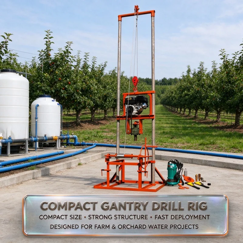 Customized Simple Gantry Water Well Drilling Rig, Small Mobile Water Well Drilling Machine for Household