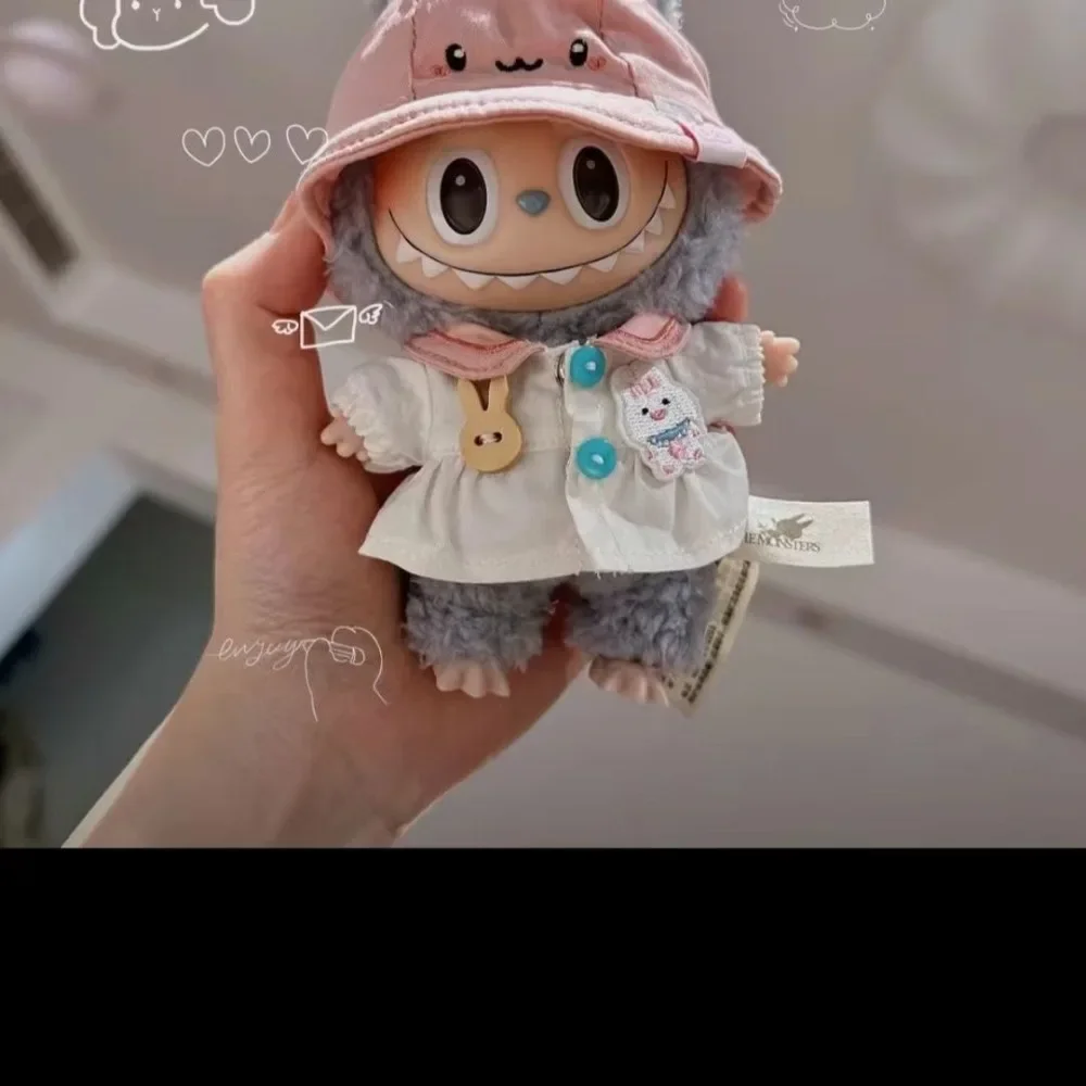 Solo Gonna Cappello 17 cm Labubu Carino Mini Peluche Vestiti per bambole Outfit Accessori Abbigliamento Fai da te Regalo per bambini Kawaii Vestiti per bambole Ragazza Giocattoli