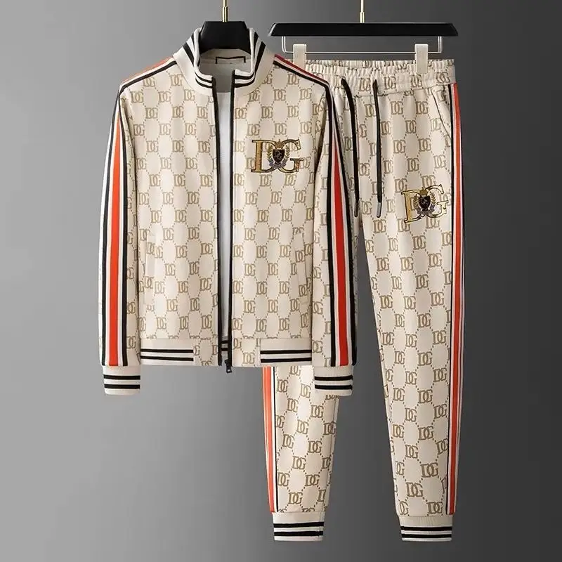 

Trendy zipper stand-up collar long-sleeved suit sweater men's casual sports trousers handsome new two-piece full set