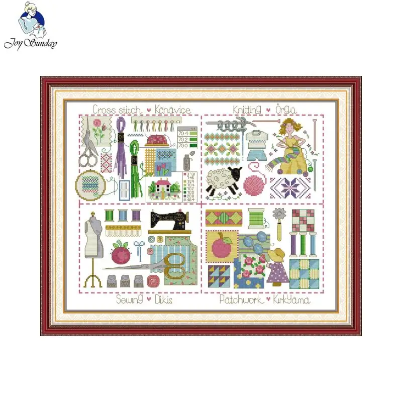 Joy Sunday Cross Stitch Kit Love Sewing Pattern Aida 16/14/11CT Counted Fabric Art Crafts DIY Hand Embroidery Set HD Printing