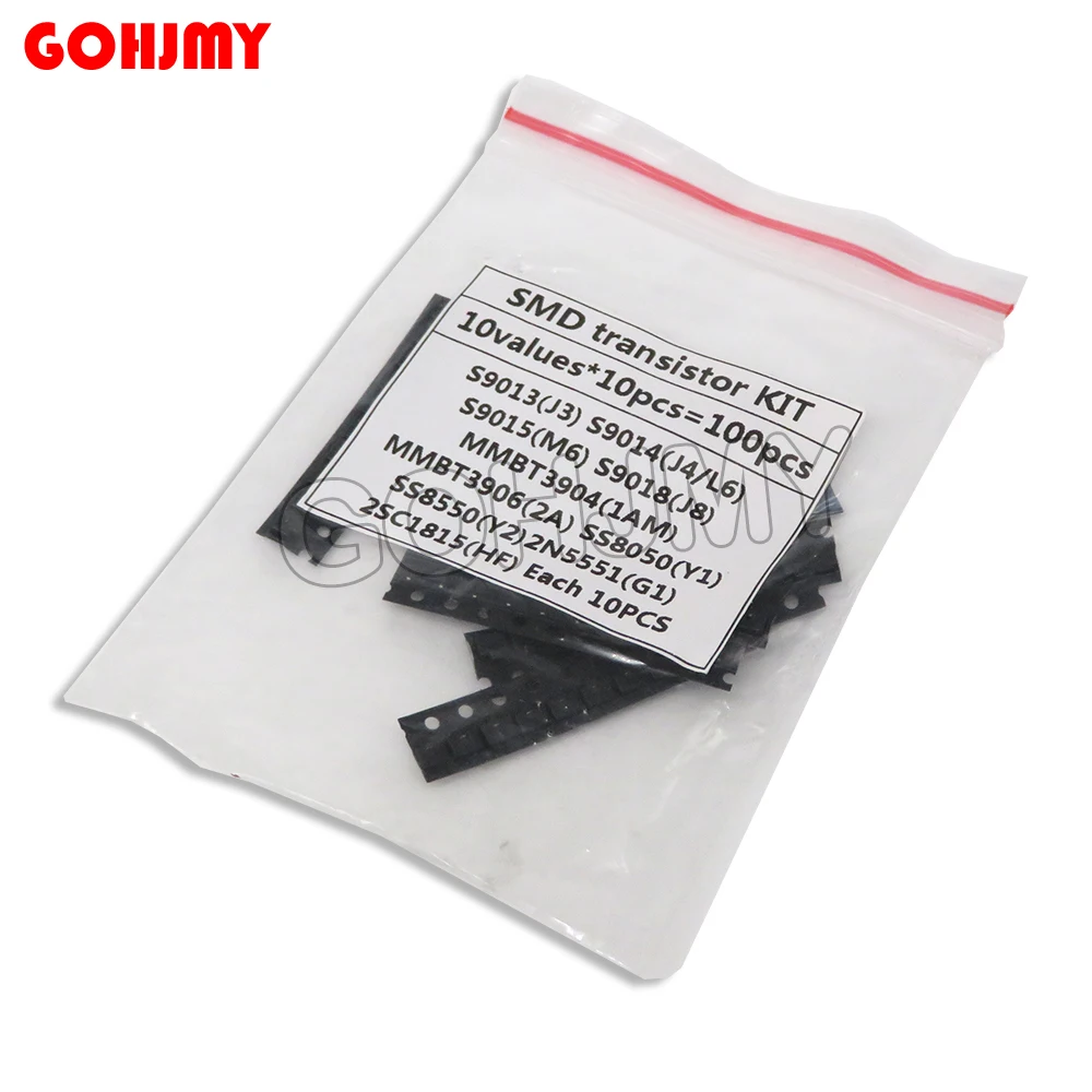 10 Arten X10PCS = 100PCS SOT-23 SMD-Transistor-KIT S9013 S9014 S9015 S9018 MMBT3904 MMBT3906 SS8050 SS8550 2N5551 2SC1815