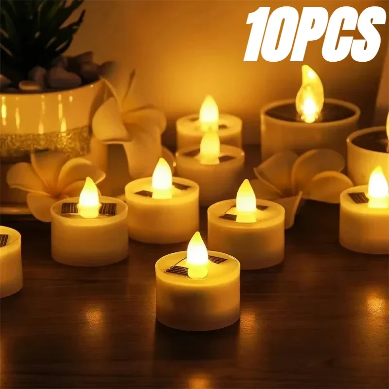 

10PCS Solar Tea Light Led Candles Flameless Outdoor Waterproof Solar Tea Lights Rechargeable Candles for Party Garden Home Decor