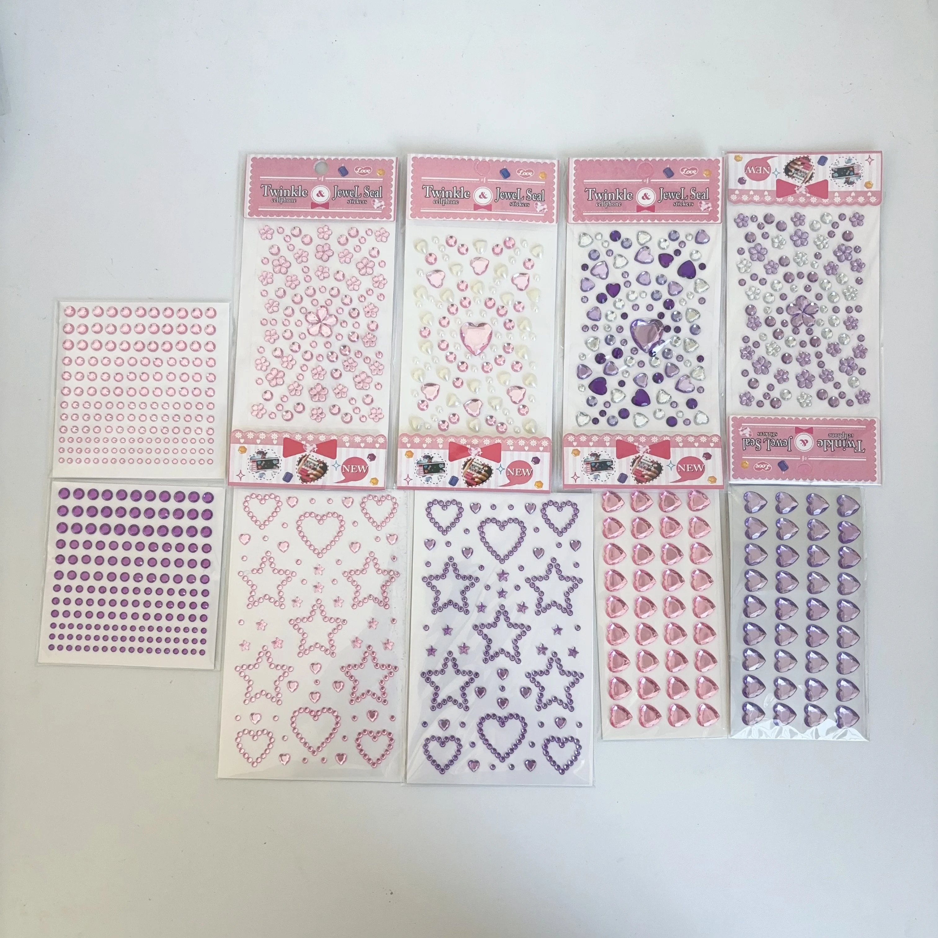 

10 листов розовых и фиолетовых серийных наклеек с кристаллами и бриллиантами для детских подарков, чехол для мобильного телефона, декоративные наклейки pr