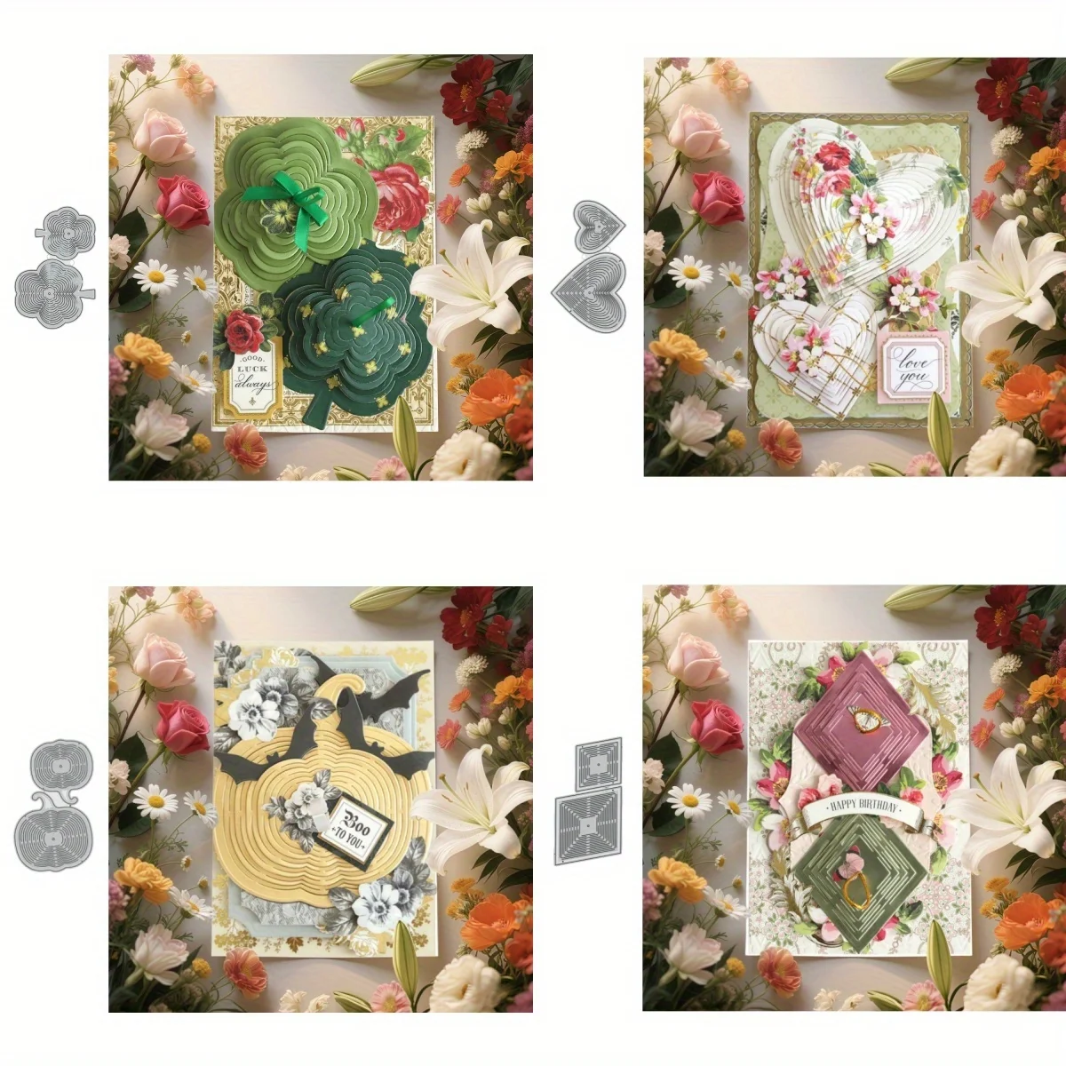 Kleeblatt Kürbis Herzform Papier schneiden Metall Stanzformen für DIY Scrapbook Karte machen Vorlage Prägung Handwerk Dekoration
