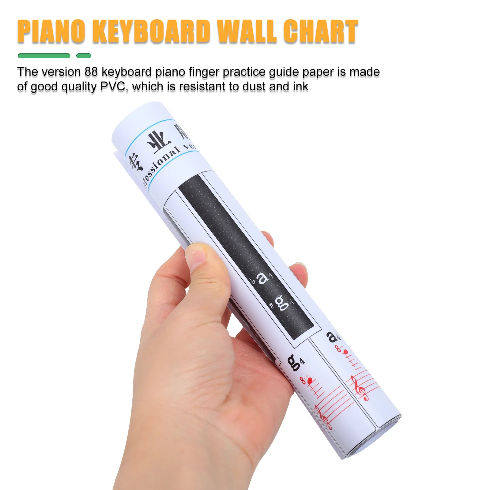 Piano Keyboard Wall Chart Learning Aid Finger Simulation Paper Pvc Standard Basic Principles Clear Printing