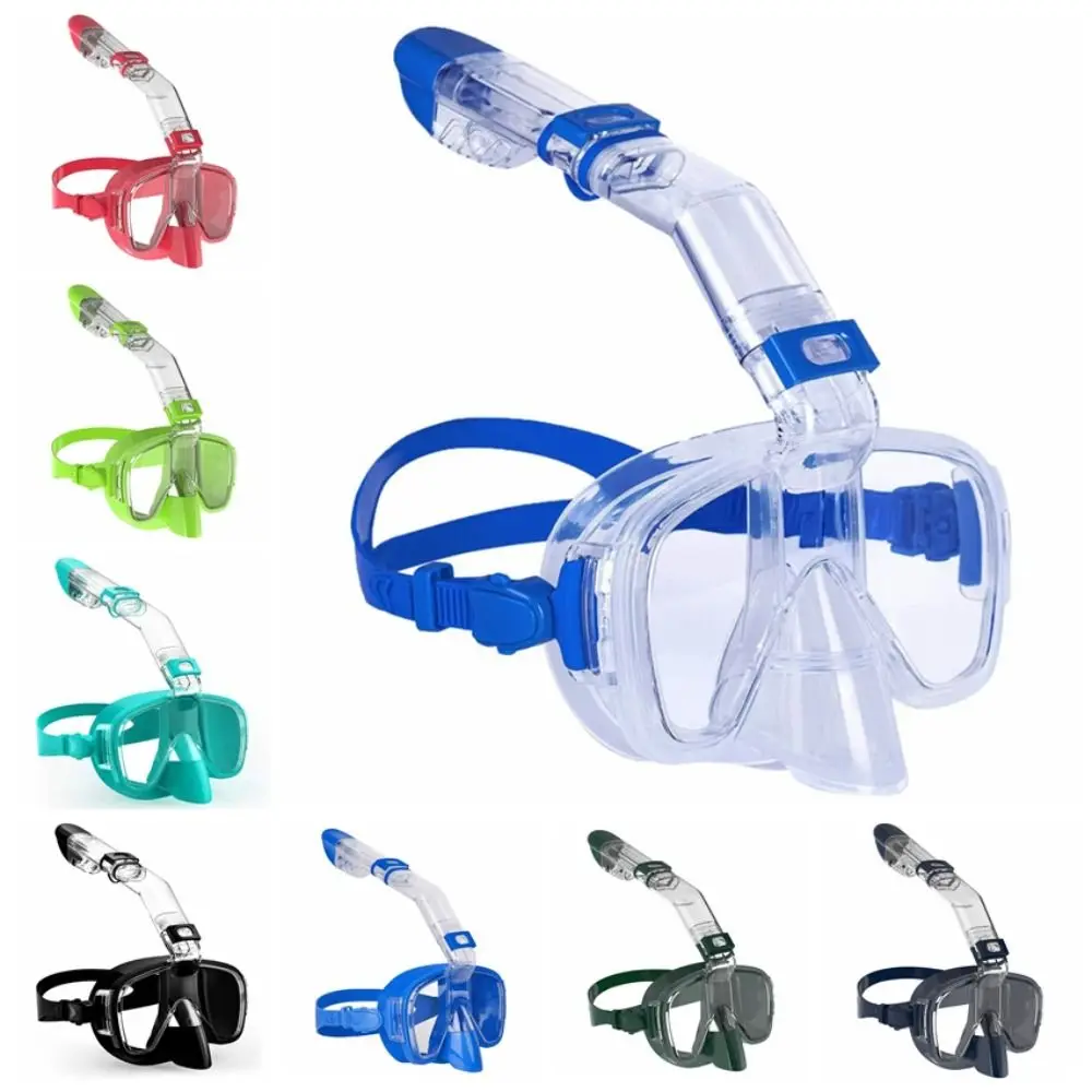 

Anti-Fog Diving Masks Waterproof Integrated Breathing Tube Half Face Diving Mask Foldable Adjustable Eyewear Strap