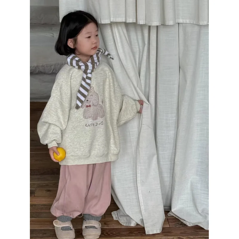 

Korean Children's Clothing Autumn Winter New Cartoon Loose One-Piece Fleece Pullover Sweatshirt Children's Korean Style Lazy Pan