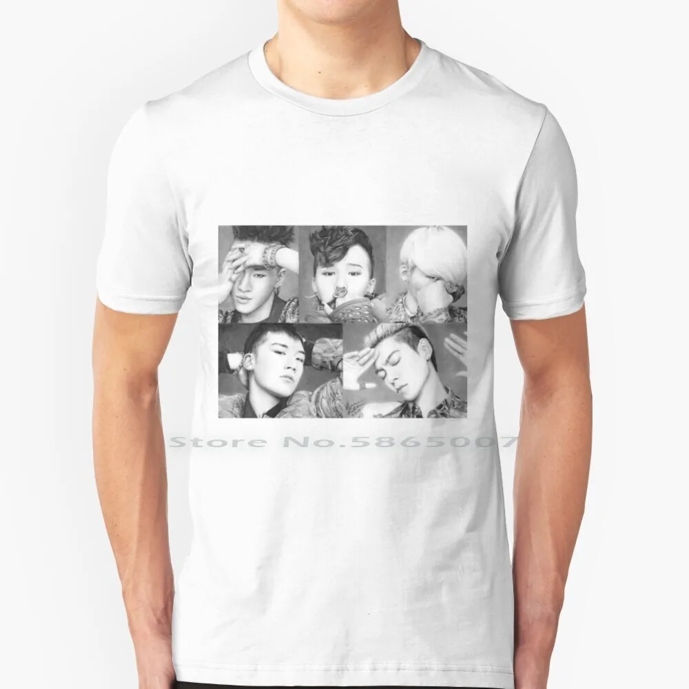 Group Drawing 100% Cotton T Shirt Seungri Top Gdragon Daesung Taeyang Kpop Fan Art Tee Short Sleeve Long Sleeve Gift