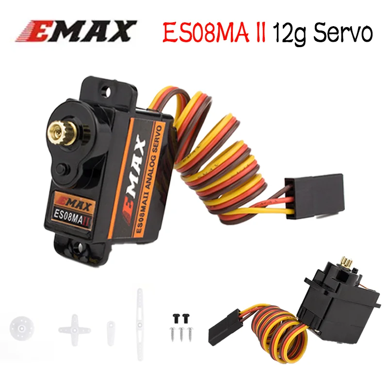 Original EMAX ES08MA II 12g Metal Gear Analog Servo 2kg Torque Mini PWM Servo for RC Airplane FPV Wing Robot