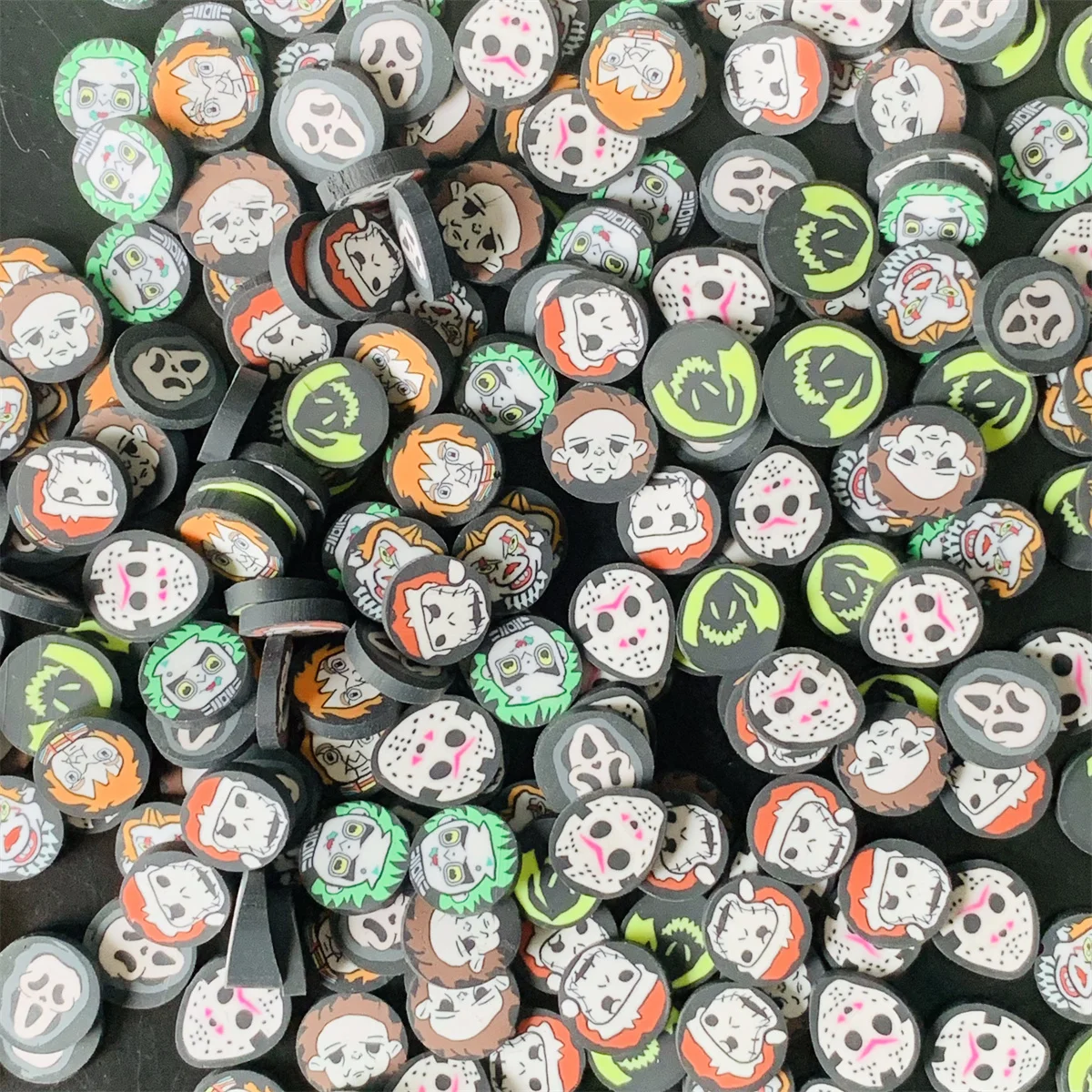 100g Halloween Polymer Clay Scheiben Cartoon Killer Gesicht Fimo Ton Streu sel für Kunst handwerk machen DIY Schleim Füllung Zubehör
