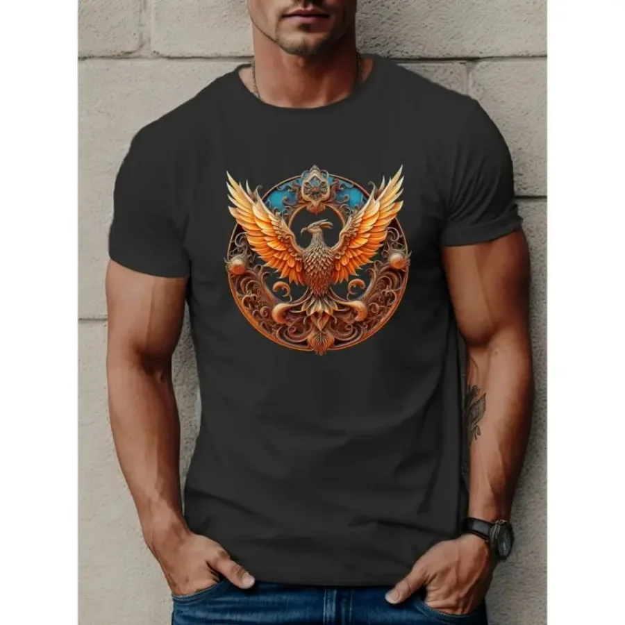 【Neuer Stil】 T-Shirt mit Phoenix-Print für Herren, lässiges Kurzarm-T-Shirt für den Sommer