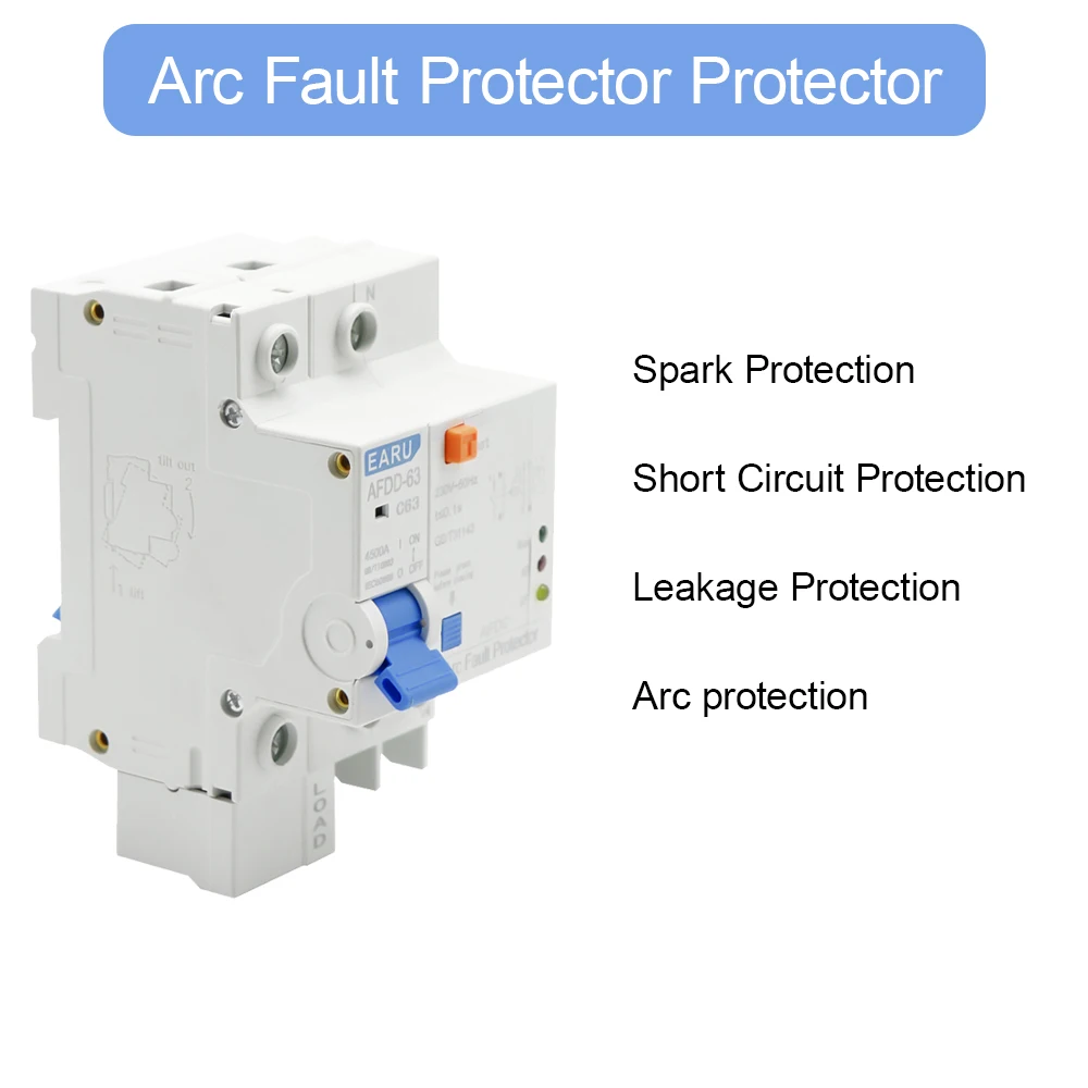 AFDD Fault Arc Protector Circuit Breaker Main Switch RCBO MCB Short Circuit Protection Leakage Protection Overload Protection