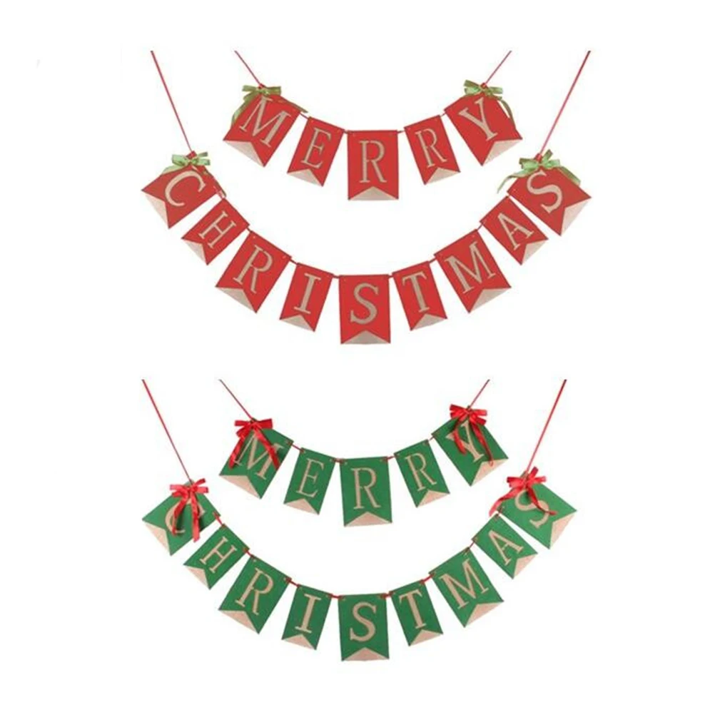 

Christmas Pull Flag Bunting Banner Hanging Decoration for Party Wall Window Door Tree Outdoor Indoor Red