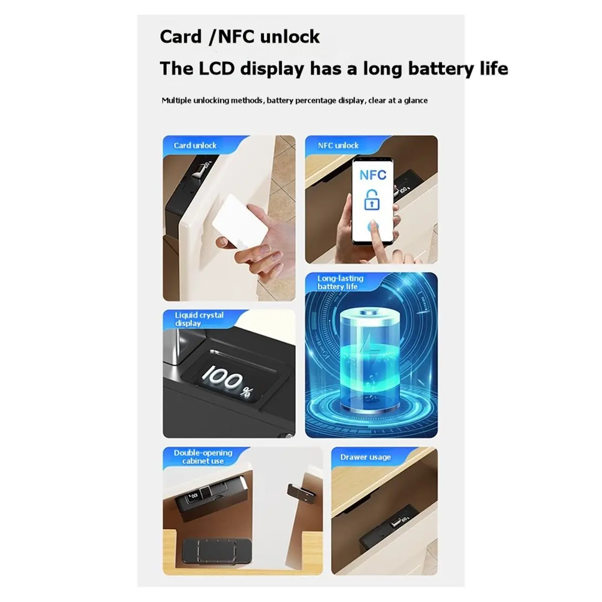 A1756K  Drawer Electronic Door Lock - Hidden DIY Wooden Cabinet Locks Multiple Unlocking Methods SUMMER