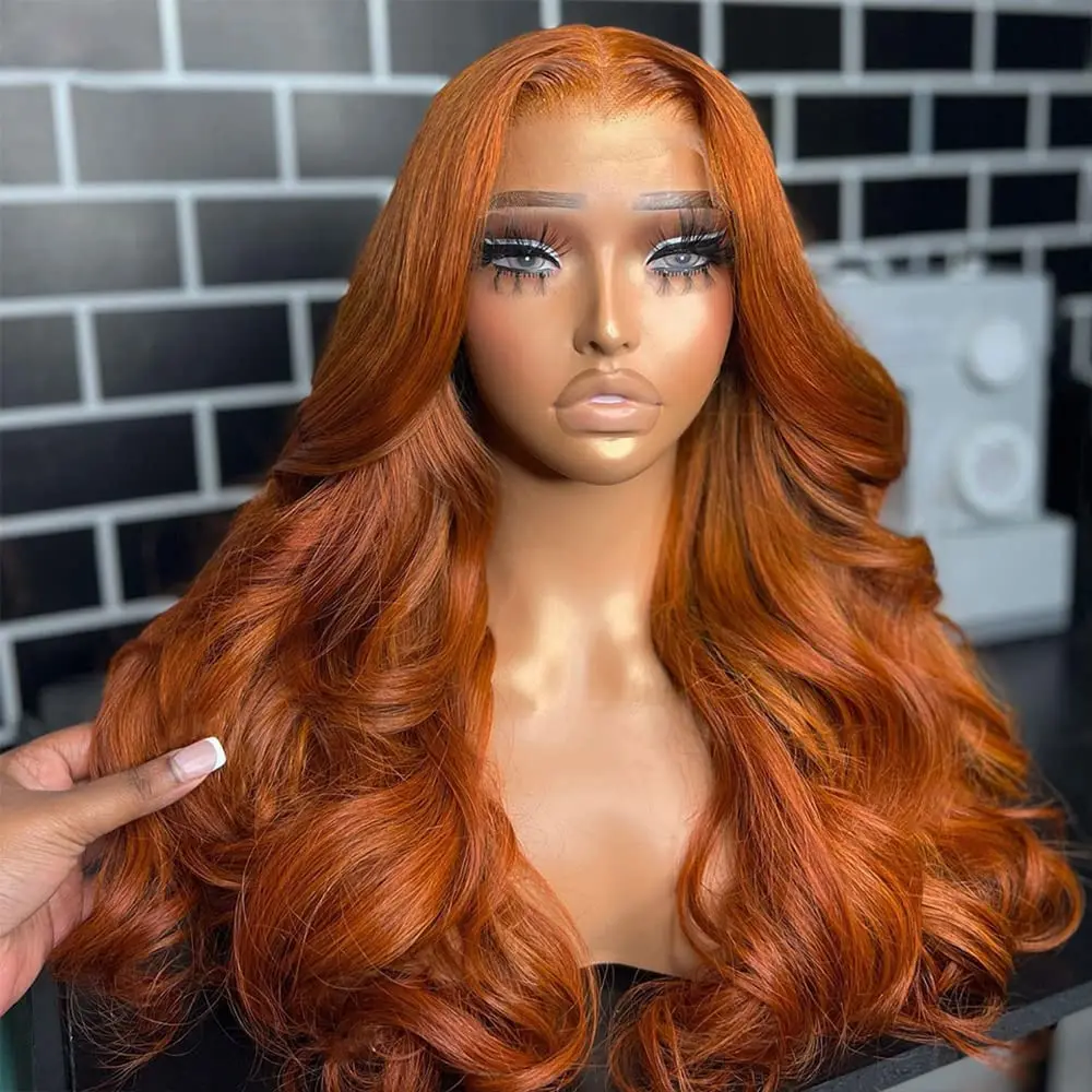 13x4 13x6 Colored Orange Ginger Lace Front Wigs Human Hair Body Wave HD Lace Frontal Wig Brazilian Transparent Lace Wig