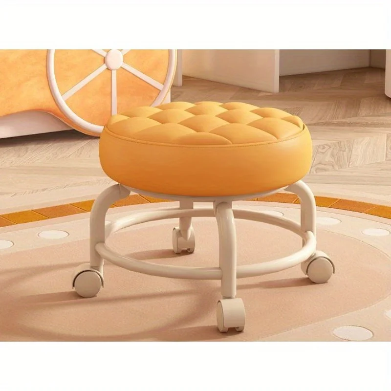 Universal Wheel Pulley Low Stool Multi functional Beauty Sewing, Foot Repair, Shoe Replacement Stool Round Stool Soft Seat image 2