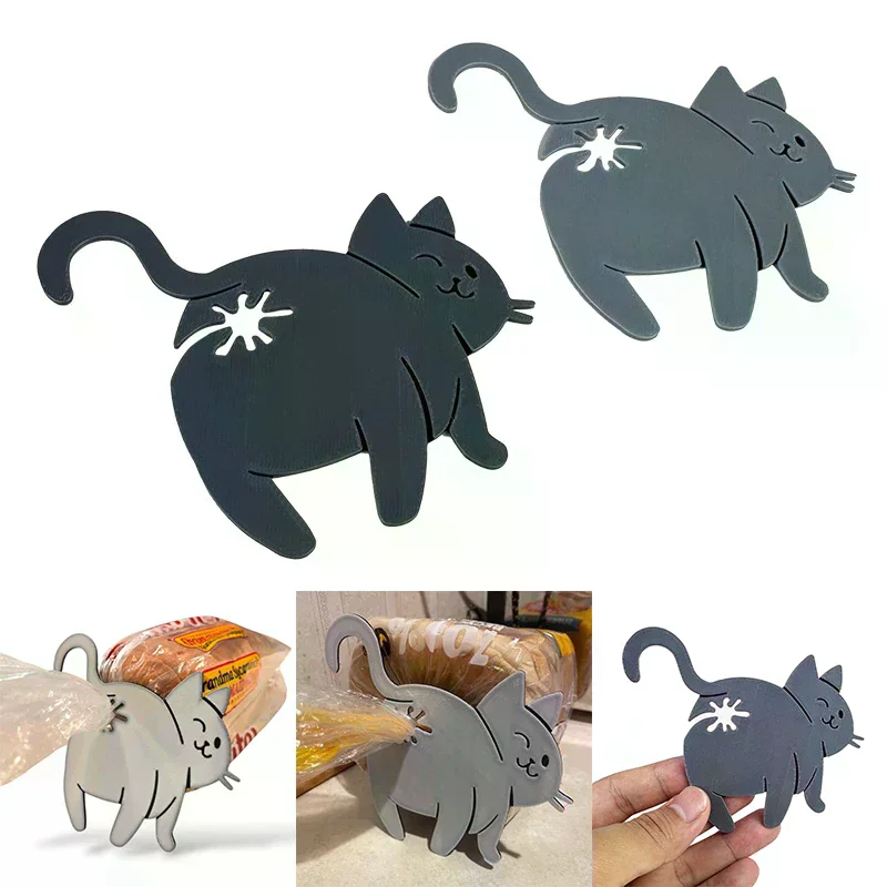 2pcs 3D Cat Butt Bread Bag Clip Snack Bag Sealing Clip Novelty Kitchen Gadget Food Storage Bag Clip For Cat Lovers