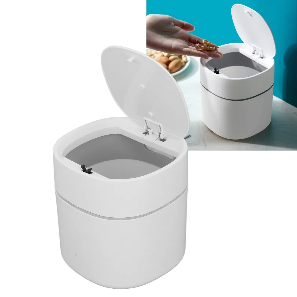 Mini Push Button Lid Mini Desktop Trash Can Small Debris Storage Can Desk Trash Can With Lid Desktop Countertop