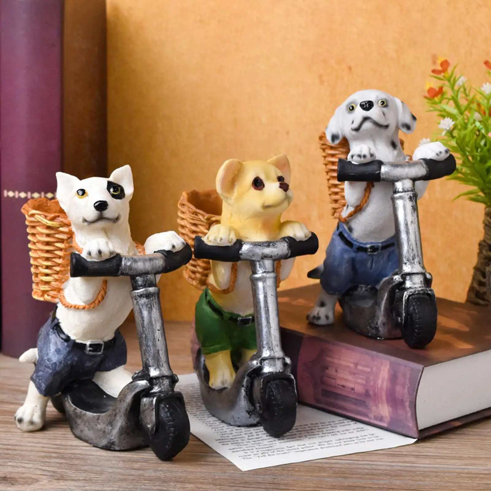 

Puppy Riding Scooter Statue Animal Figurine Home Decor Birthday Gift Artwork