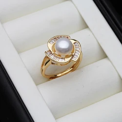 2023 Freshwater Pearl Rings For Women,Wedding Natural Pearl Ring Adjustable Mother Gift White