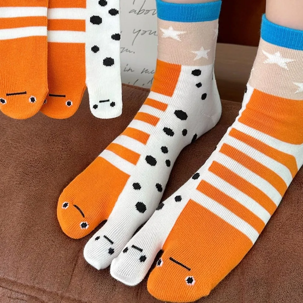 Comfortable Deep-sea Animals Funny Fish Tube Socks Whale Shark Two Toe Socks Hosiery Flower Eel Toe Mid Calf Sock Women