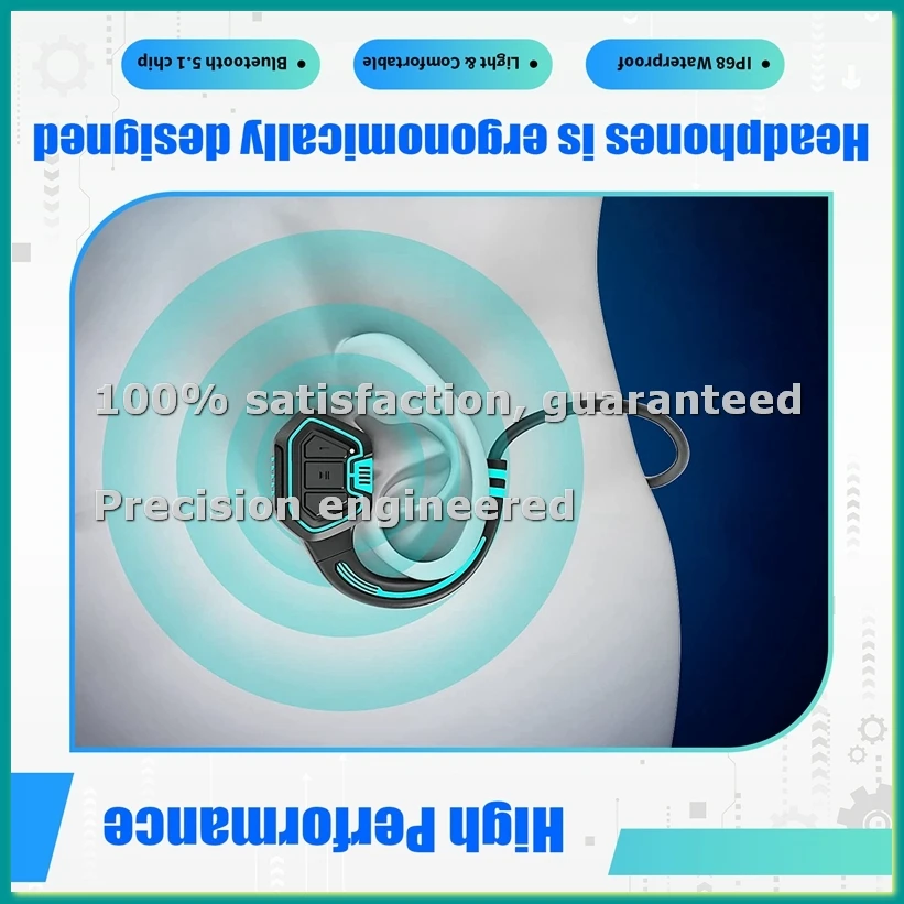 

Наушники с костной проводимостью IP68, водонепроницаемые, Bluetooth 5.1, беспроводные спортивные наушники с открытым ухом для бега и плавания, синие - ABLA