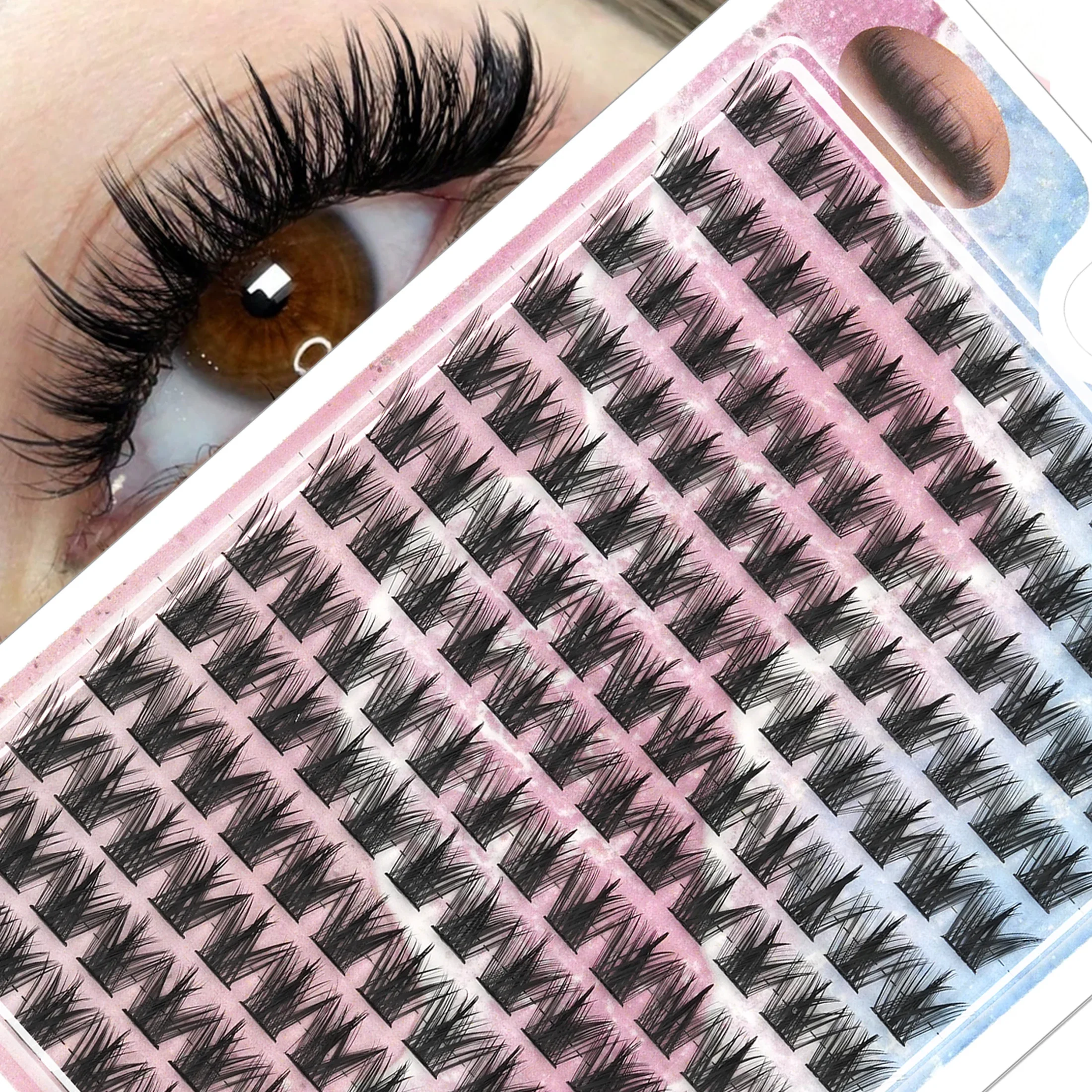DIY D Curl Lash Clusters Super Fluffy Individual Eyelash Extensions Faux Mink Dramatic Thick False Lashes for Party Makeup