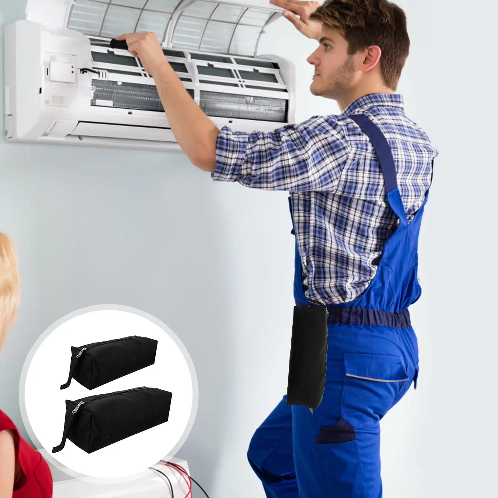 

2 шт. сумки для инструментов, водонепроницаемые, из ткани Оксфорд, прочные, многофункциональные, на молнии, практичные сумки-органайзеры для хранения