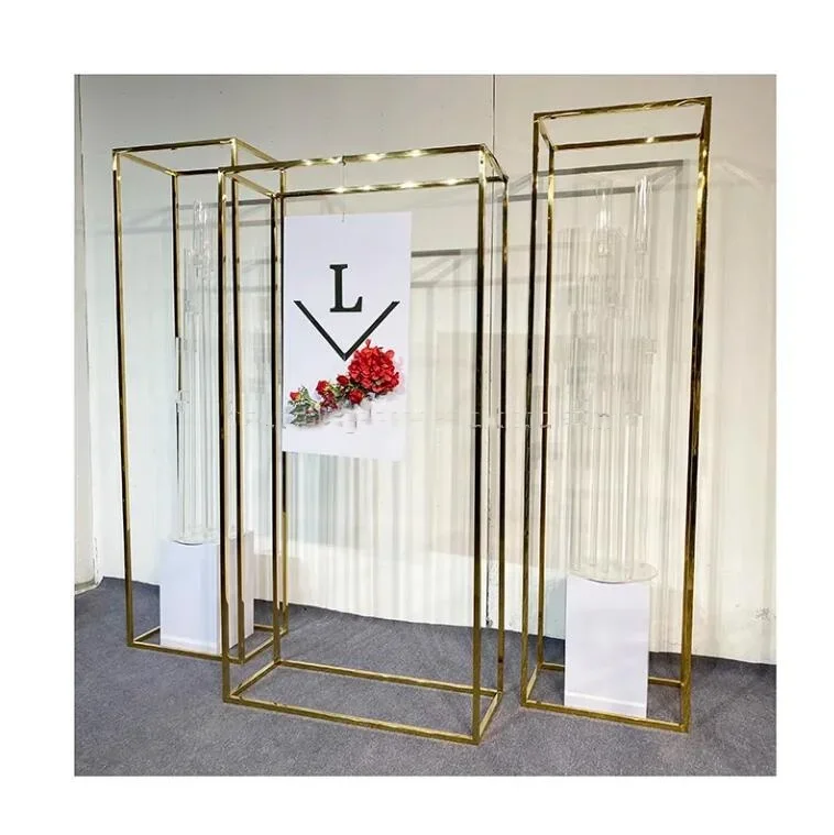 Event decor equipment gold arch backdrop wedding decoration items