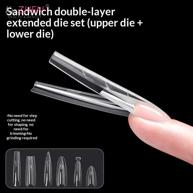 180/240 Stück Sandwich Dual Nail Forms Elliptisches Trapez Transparente Extensions-Dual Forms Oben Unten Form Lange DIY Nail Art Formen