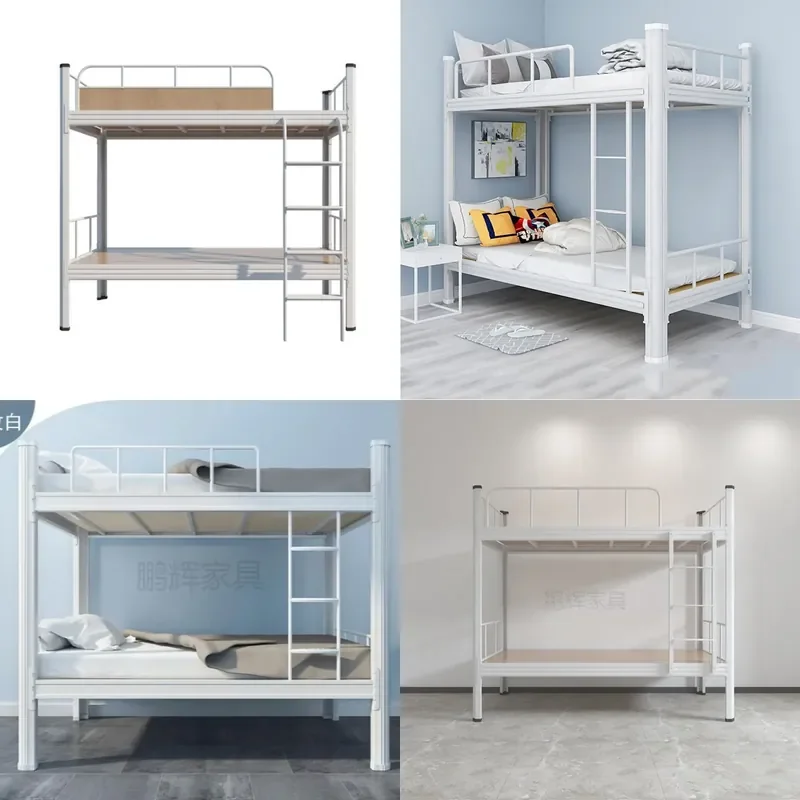 Wrought Iron Bunk Bed for Student Staff Dormitory Construction Site High Low Double Deck Frame Durable Metal Sleeping Cot
