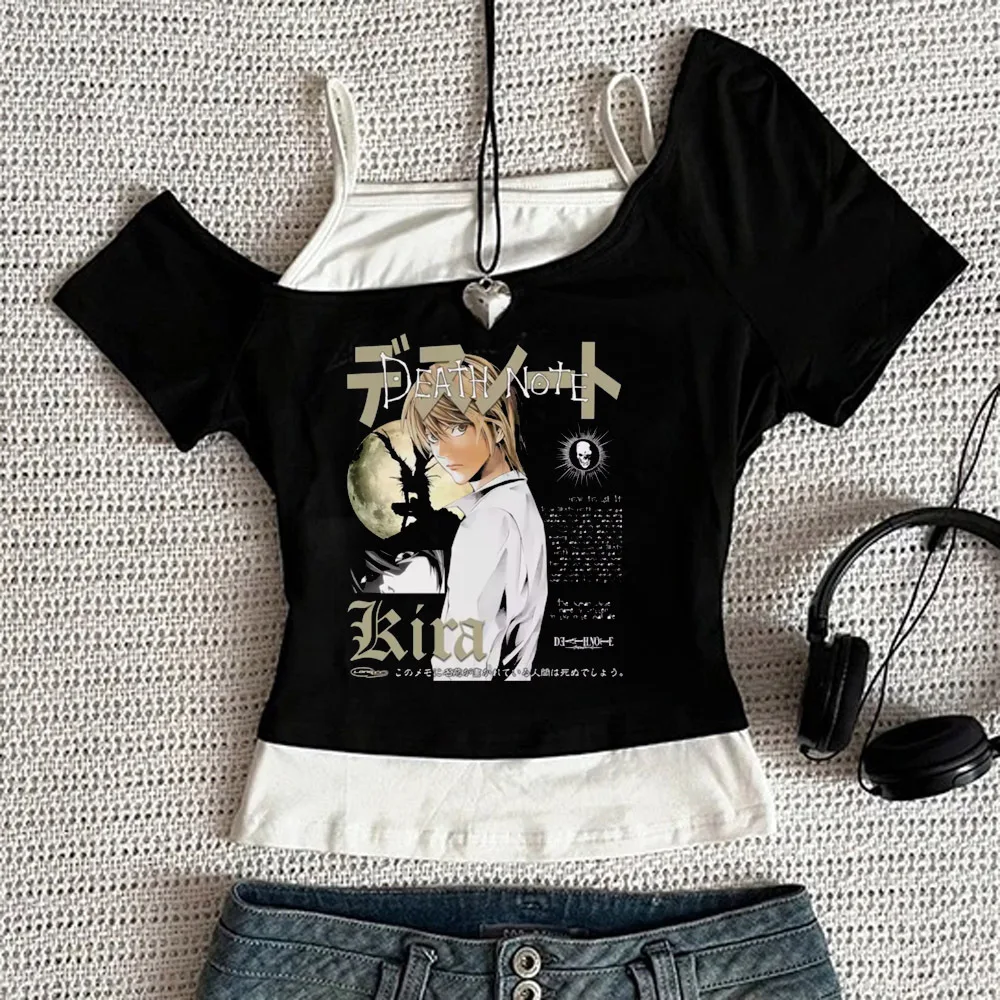 Death Note crop top female graphic streetwear manga top tees korean fashion japanese cute cutecore gothic