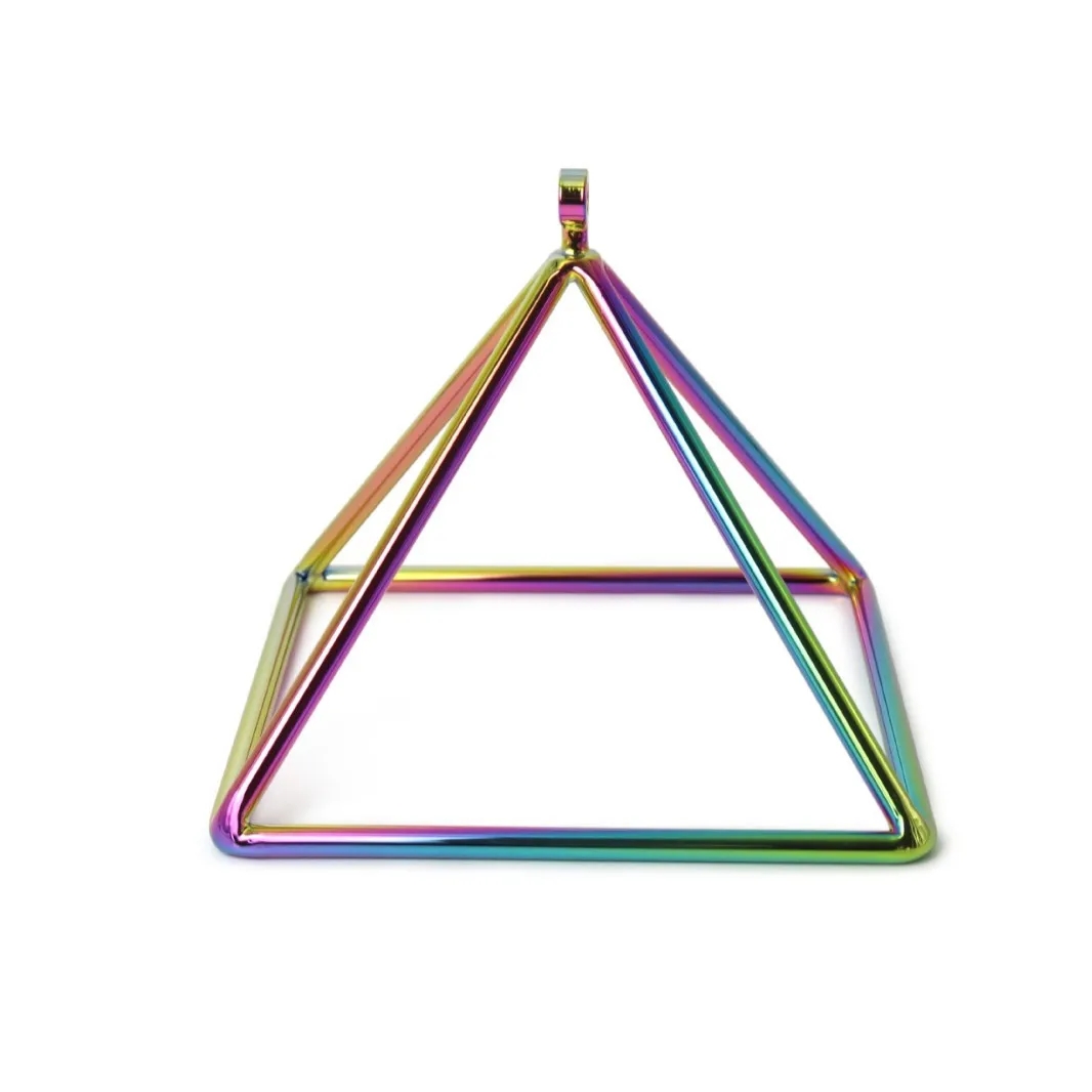 STAR LINKUP 3‑14 Inch Iridescent Quartz Crystal Singing Pyramid Triangular Tower With Mallet, Sound Healing for Yoga Meditation Sound Bath