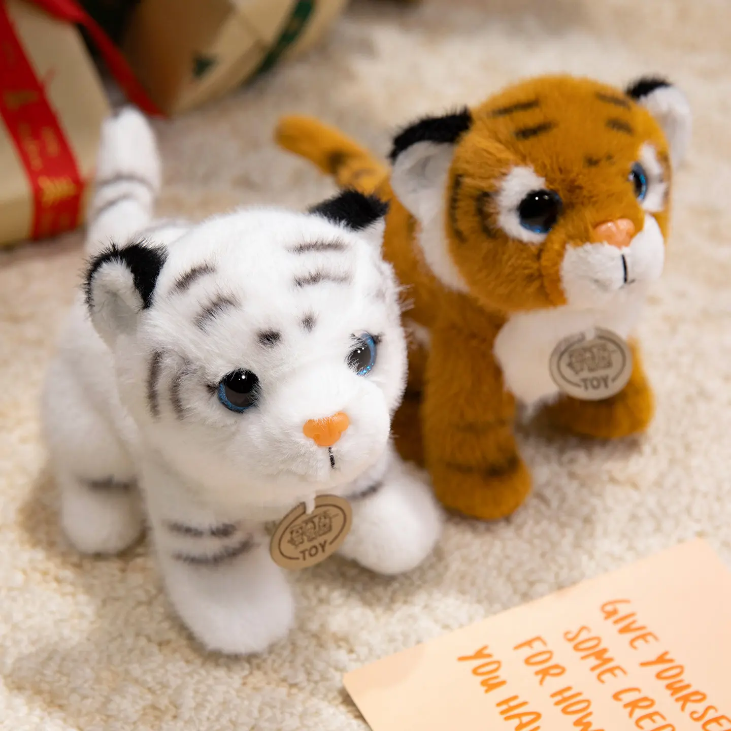 Jouet en peluche tigre réaliste de 20cm, poupée en peluche de raton laveur simulé, animaux en peluche doux, Panda, cadeau d'anniversaire et de noël pour enfants
