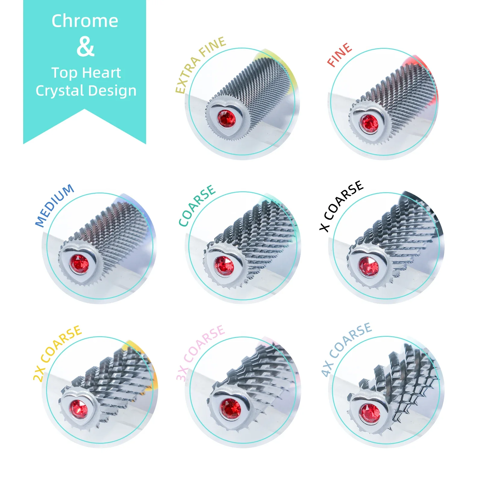 HYTOOS Wolfraamcarbide Acryl Nagelboor Chroom 6.6mm Crystal Top Barrel Nail Bits 2-weg Manicure efile Art Verwijder Gel