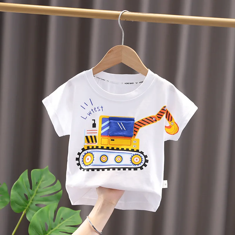 Summer Toddler Boy Clothing Korean Kids Clothes Casual Cartoon Cotton Short Sleeve Baby Tops+Denim Shorts Children Sets B068 5